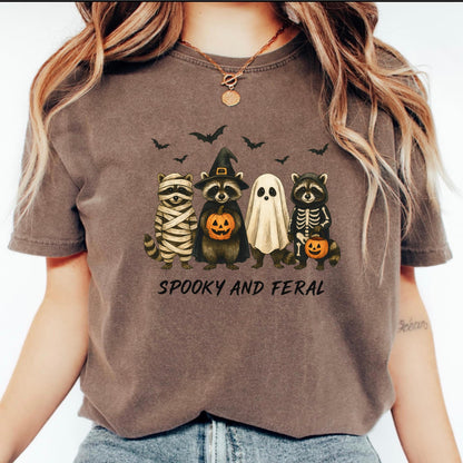 Funny Halloween Raccoon Comfort Colors Shirt: Spooky Fall Graphic Tee