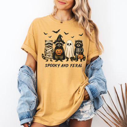 Funny Halloween Raccoon Comfort Colors Shirt: Spooky Fall Graphic Tee