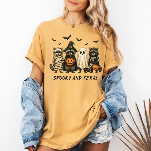 Funny Halloween Raccoon Comfort Colors Shirt: Spooky Fall Graphic Tee