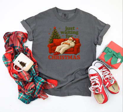 Funny Christmas Sweatshirt: Waiting for Santa - Unisex Holiday Crewneck