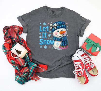 Let It Snow Christmas Shirt: Festive Snowman Graphic Tee