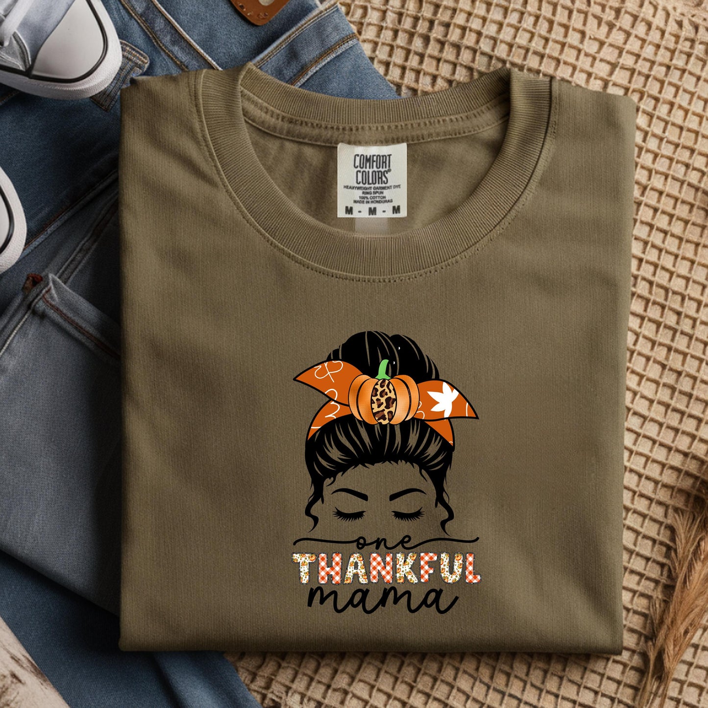 Comfort Colors Thankful Mama Shirt: Thanksgiving Fall Graphic Tee