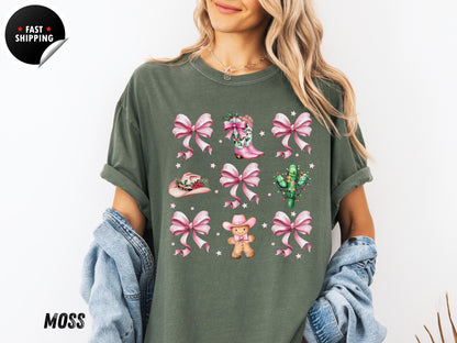 Pink Cowboy Boots Christmas Shirt: Western Holiday Tee