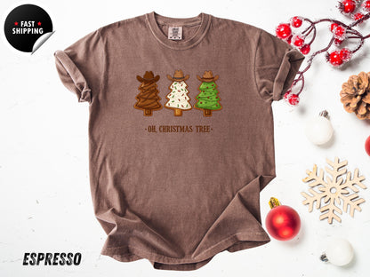 Western Cowboy Christmas Tree Shirt: Rustic Holiday Graphic Tee