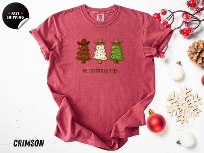 Western Cowboy Christmas Tree Shirt: Rustic Holiday Graphic Tee