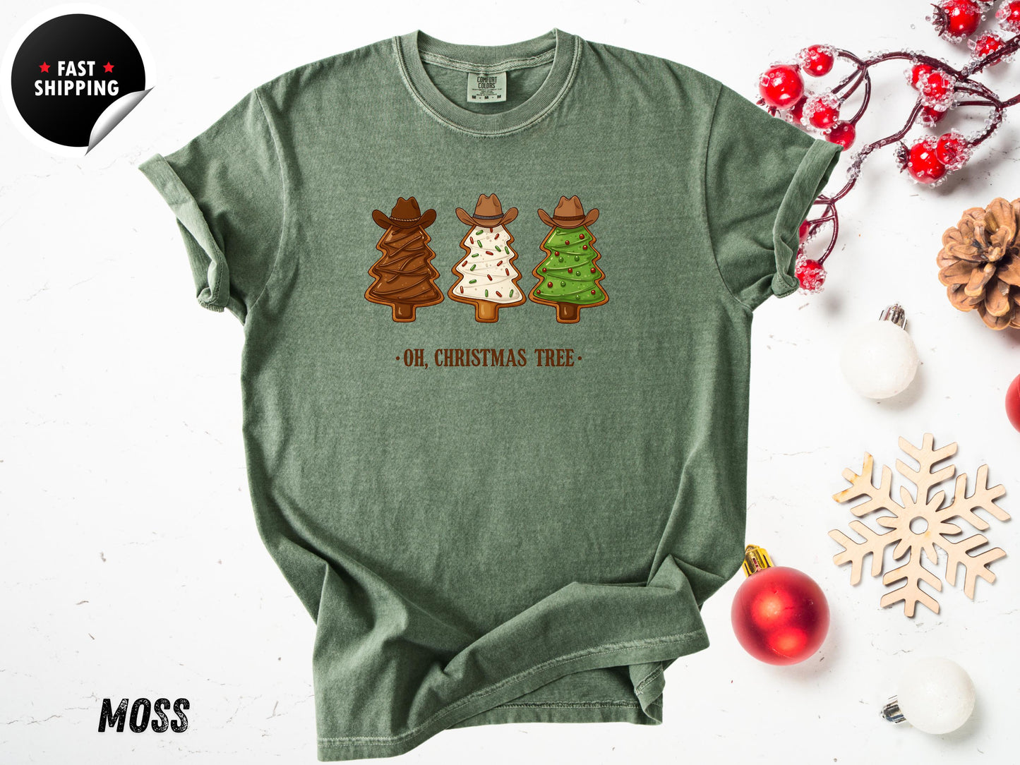 Western Cowboy Christmas Tree Shirt: Rustic Holiday Graphic Tee
