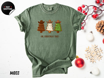 Western Cowboy Christmas Tree Shirt: Rustic Holiday Graphic Tee