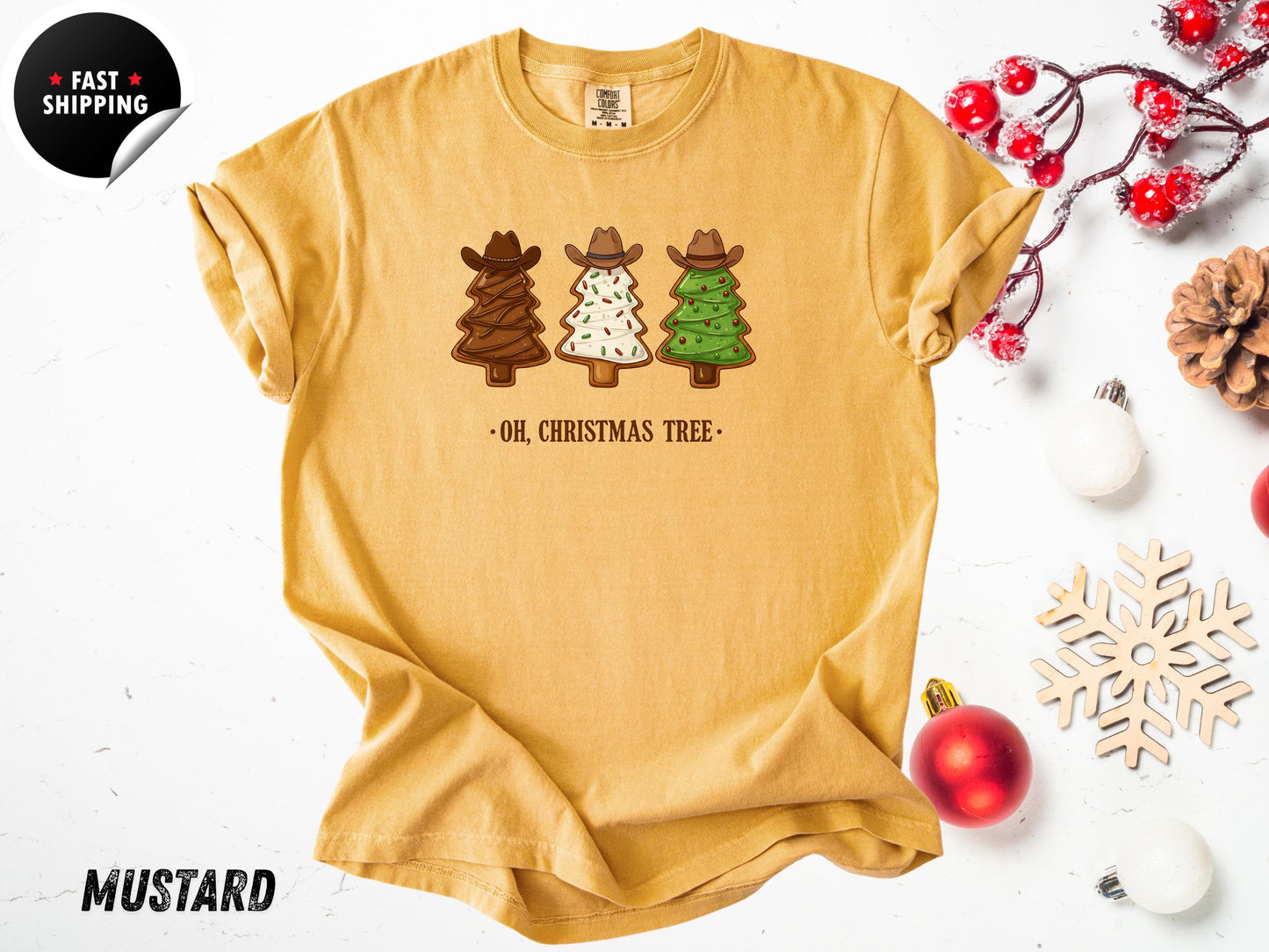 Western Cowboy Christmas Tree Shirt: Rustic Holiday Graphic Tee