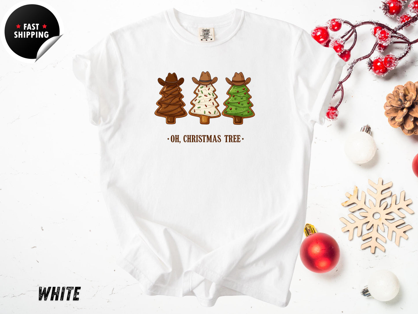 Western Cowboy Christmas Tree Shirt: Rustic Holiday Graphic Tee