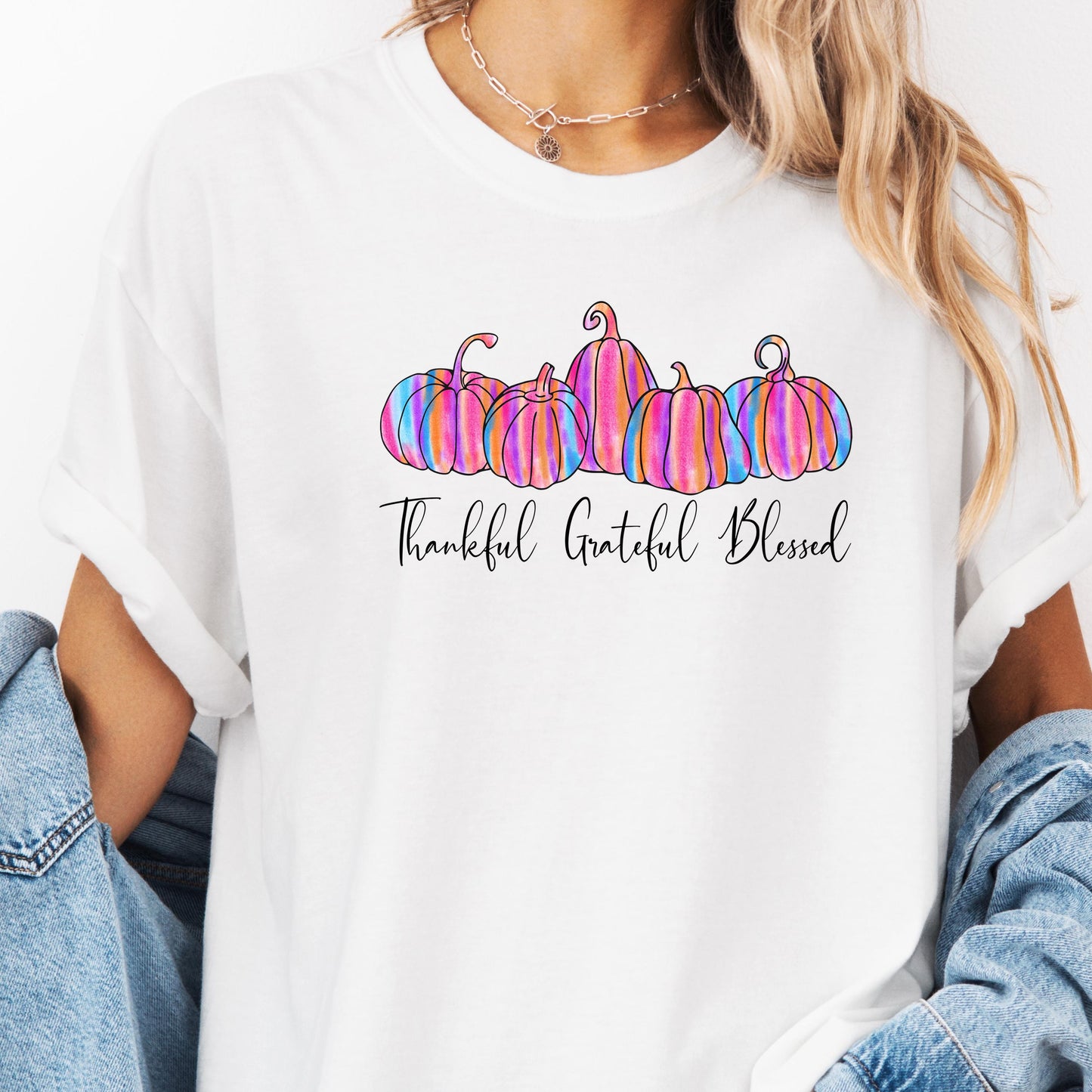 Thankful Grateful Blessed Shirt: Comfort Colors Pumpkin Fall Tee