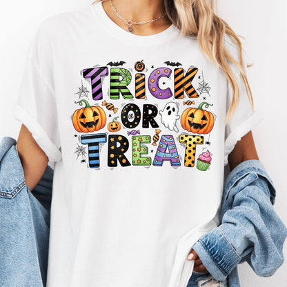 Trick or Treat Halloween Shirt, Cute Ghost Pumpkin T-Shirt, Spooky Season Candy Tee, Funny Halloween Party Top, Fall Graphic Tee