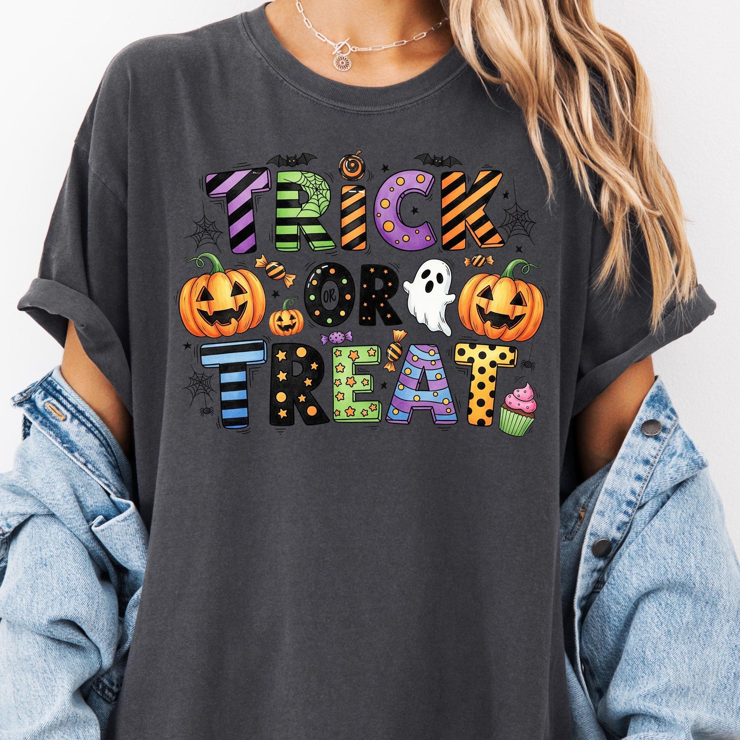 Trick or Treat Halloween Shirt, Cute Ghost Pumpkin T-Shirt, Spooky Season Candy Tee, Funny Halloween Party Top, Fall Graphic Tee