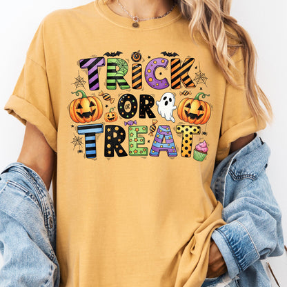 Trick or Treat Halloween Shirt, Cute Ghost Pumpkin T-Shirt, Spooky Season Candy Tee, Funny Halloween Party Top, Fall Graphic Tee