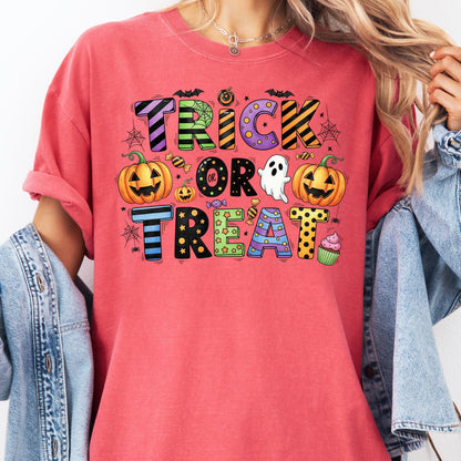 Trick or Treat Halloween Shirt, Cute Ghost Pumpkin T-Shirt, Spooky Season Candy Tee, Funny Halloween Party Top, Fall Graphic Tee