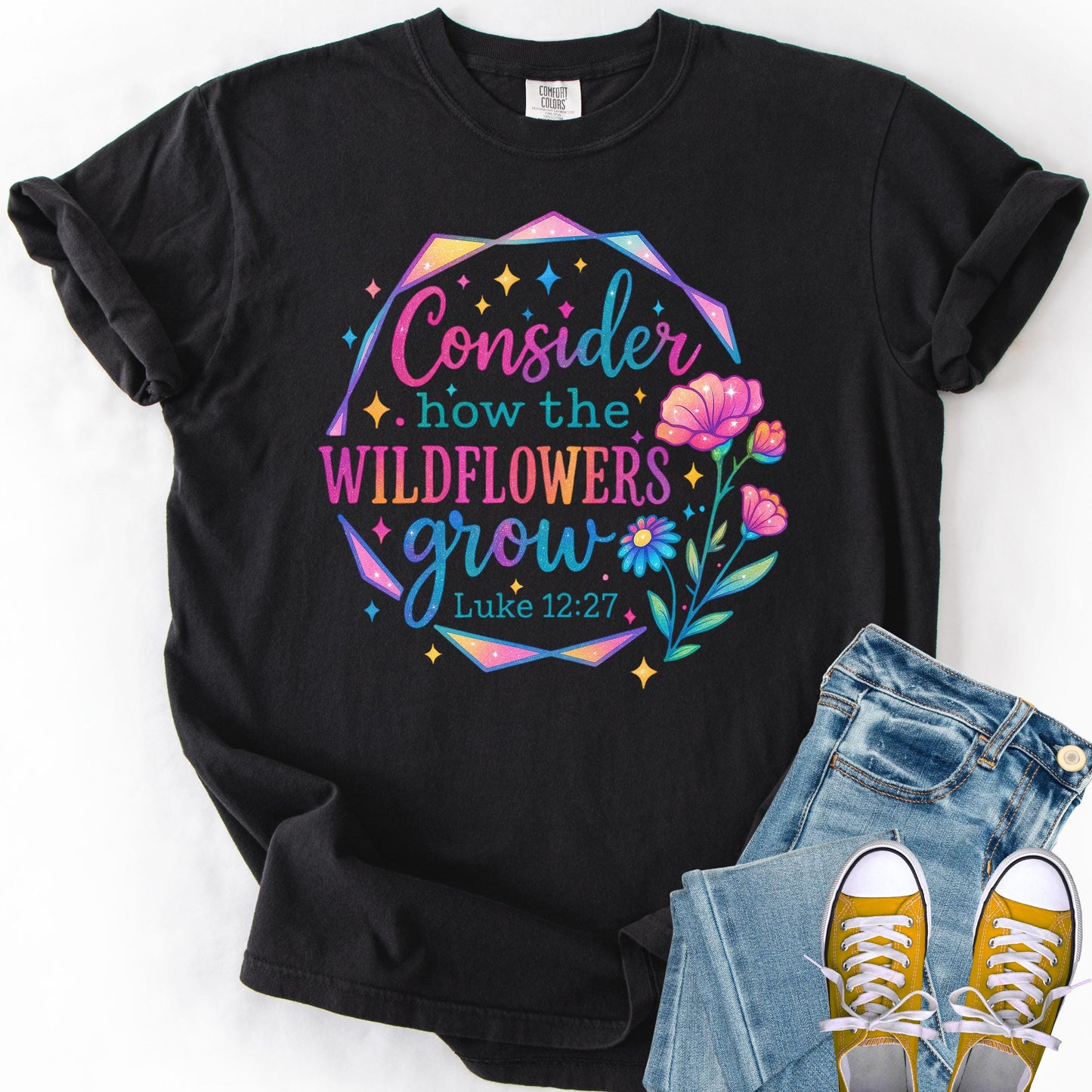 Consider the Wildflowers Bible Verse Shirt - Luke 12:27 - Comfort Colors