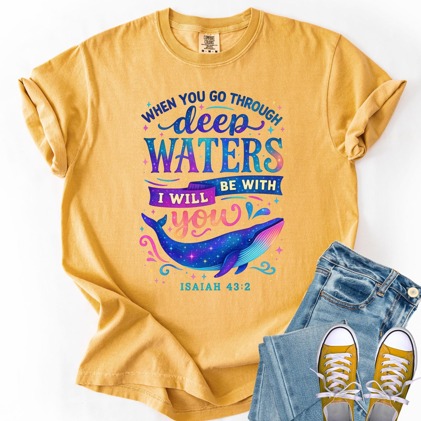 Comfort Colors Whale Shark Christian T-Shirt - Faith Over Fear Beachy Tee