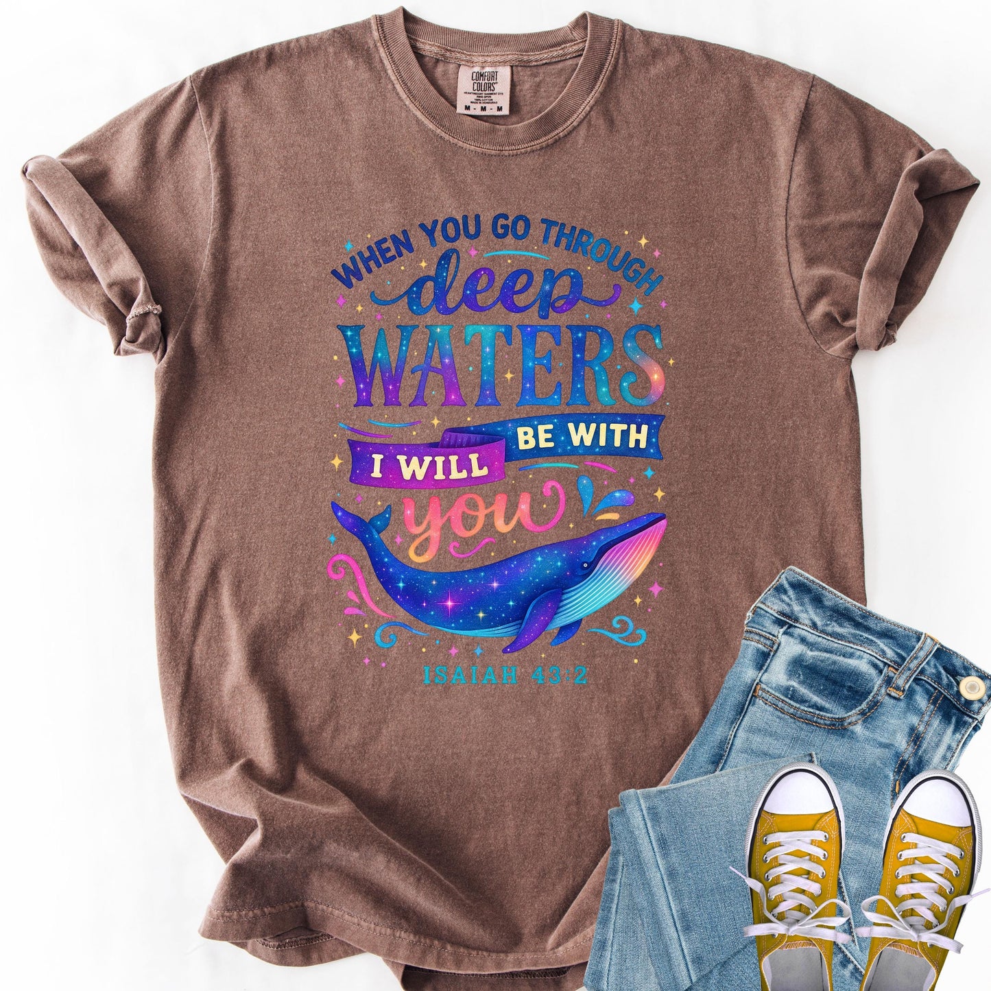 Comfort Colors Whale Shark Christian T-Shirt - Faith Over Fear Beachy Tee