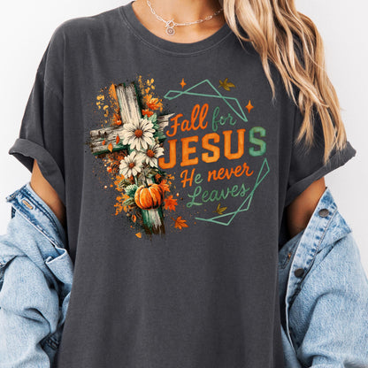 Fall For Jesus Comfort Colors Shirt: Rustic Autumn Thanksgiving Tee