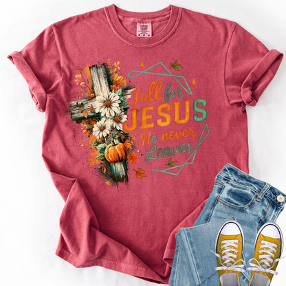 Fall For Jesus Comfort Colors Shirt: Rustic Autumn Thanksgiving Tee