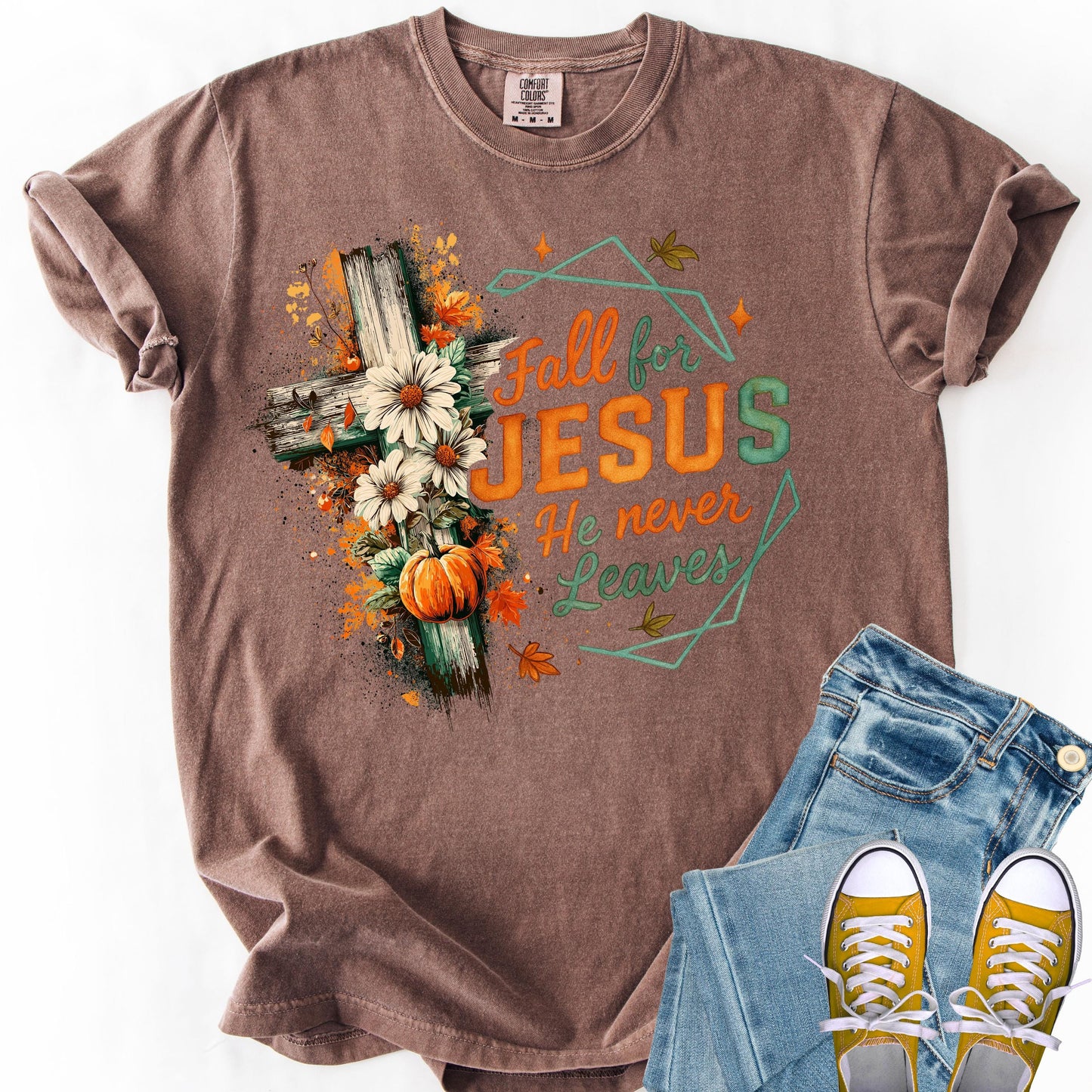 Fall For Jesus Comfort Colors Shirt: Rustic Autumn Thanksgiving Tee