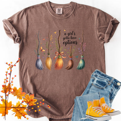 Funny Witch Halloween Tee: Comfort Colors Broomstick Graphic T-Shirt