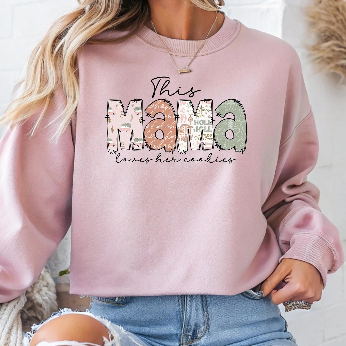 This Mama Christmas Sweatshirt – Personalized Gingerbread Cookie Mom Shirt, Custom Kids Names Holiday Top