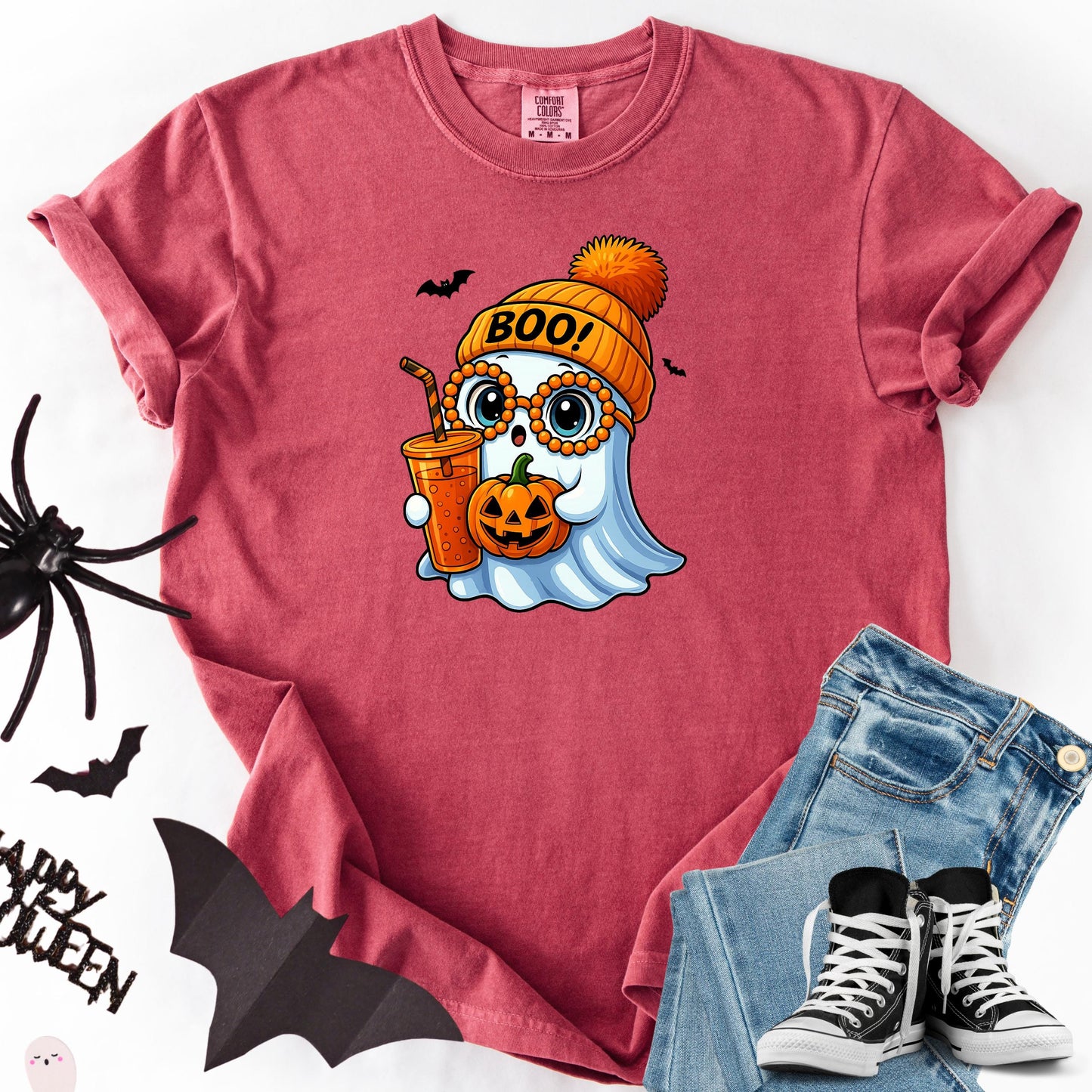 Cute Ghost Halloween Shirt – Kawaii Boo Pumpkin Tee, Funny Fall Aesthetic Graphic T-Shirt