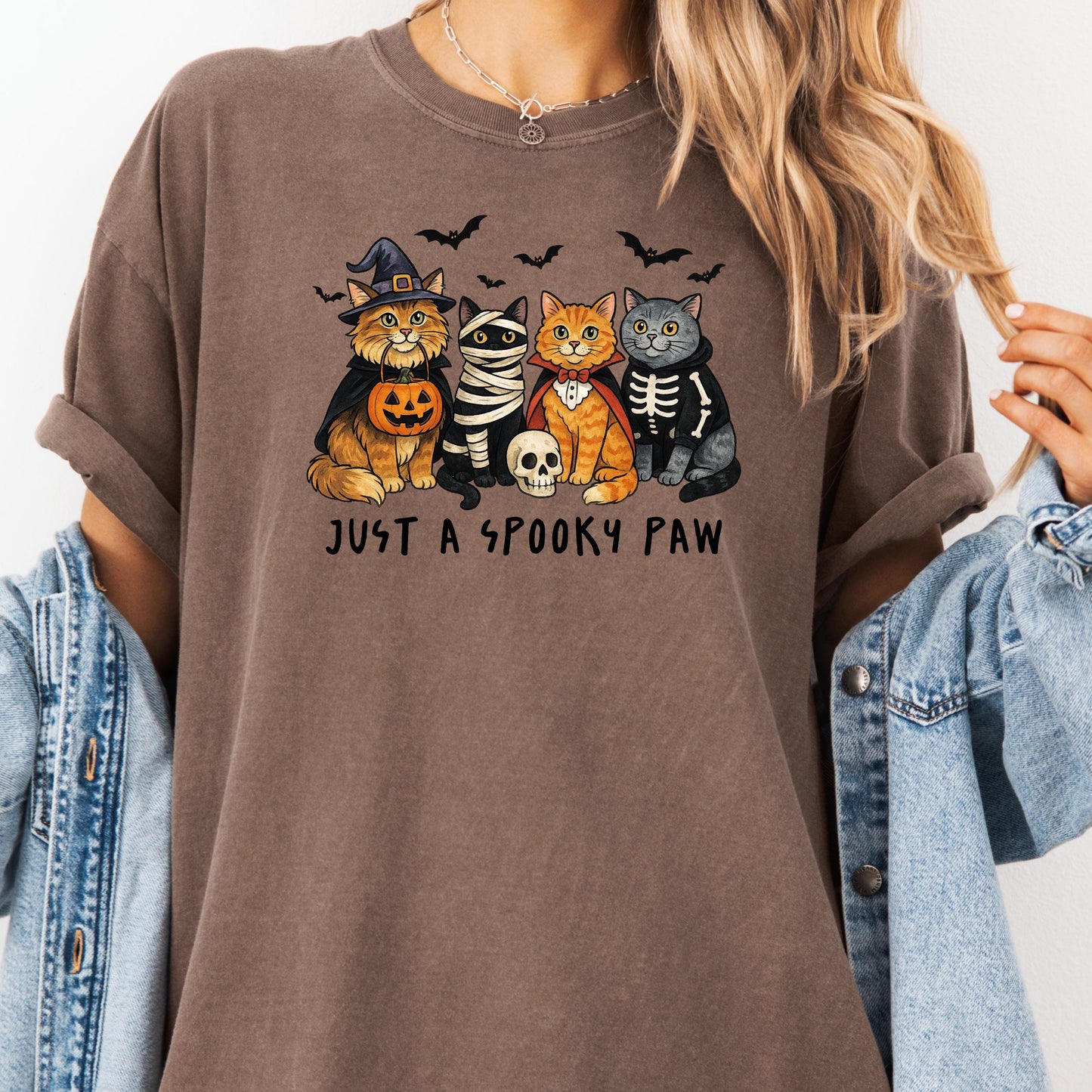 Spooky Cat Halloween Graphic Tee: Funny Witch, Mummy & Vampire Cats