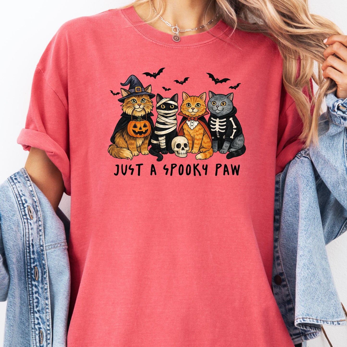 Spooky Cat Halloween Graphic Tee: Funny Witch, Mummy & Vampire Cats