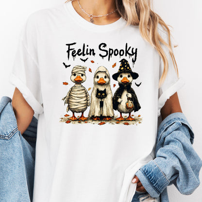 Feelin Spooky Duck Shirt – Funny Halloween Ducks Graphic Tee, Cute Spooky Season T-Shirt for Fall