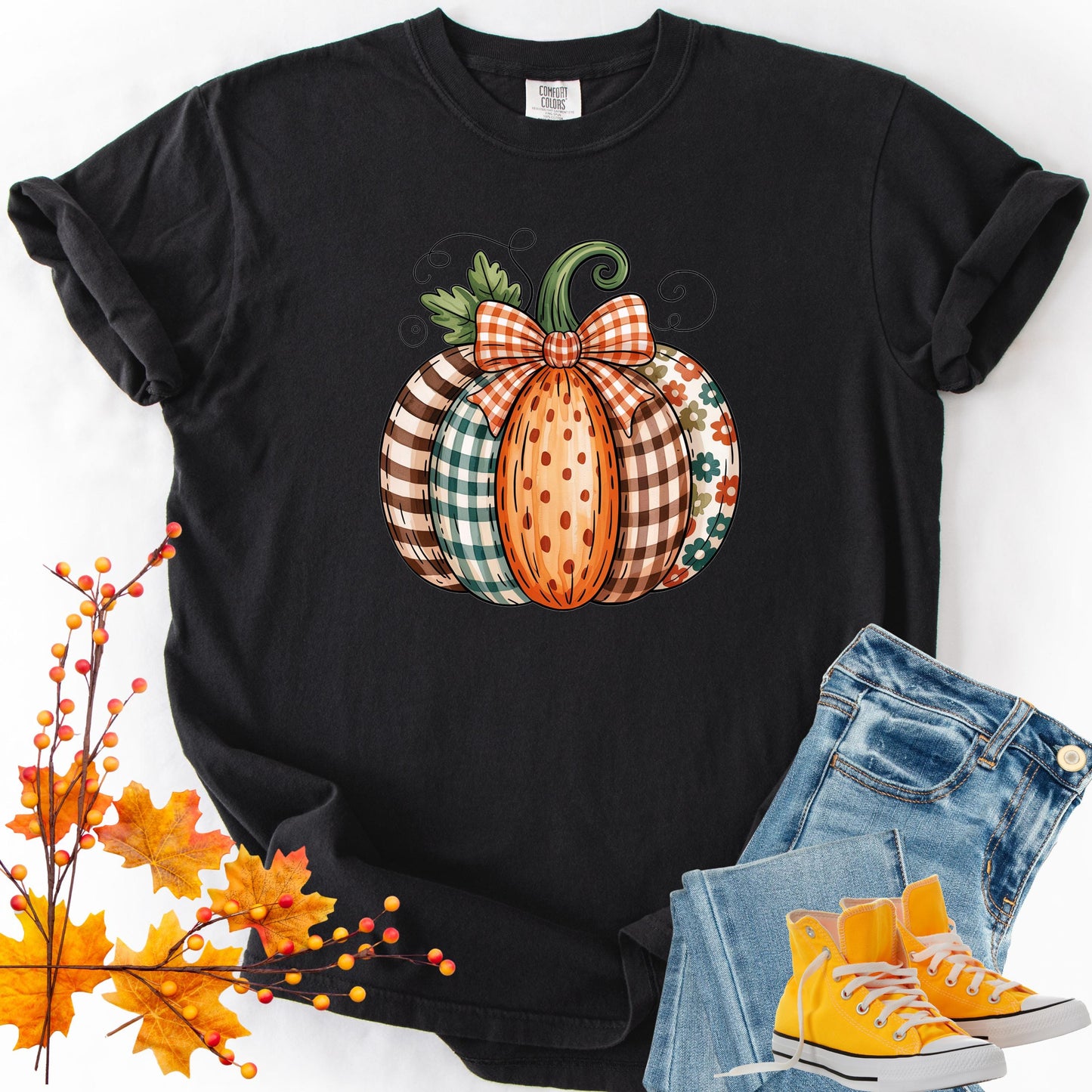 Comfort Colors Watercolor Pumpkin Shirt: Rustic Autumn Graphic Tee