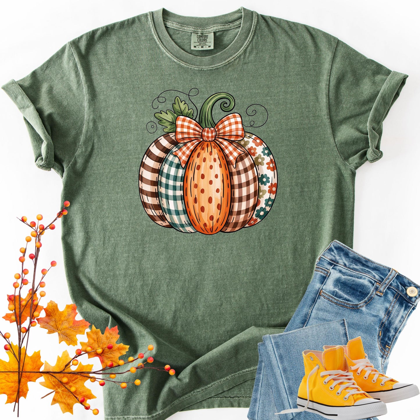 Comfort Colors Watercolor Pumpkin Shirt: Rustic Autumn Graphic Tee