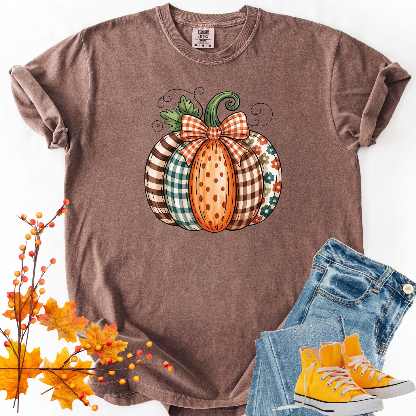 Comfort Colors Watercolor Pumpkin Shirt: Rustic Autumn Graphic Tee