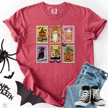 Retro Halloween Ghost Cat Pumpkin Shirt: Comfort Colors Fall Tee