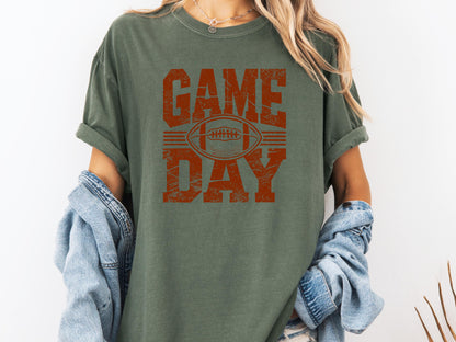 Distressed Football Game Day Shirt: Vintage Style, Soft Cotton