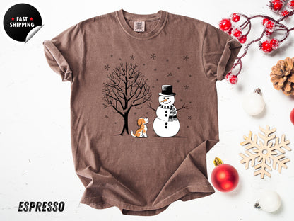 Comfort Colors® Cute Winter Holiday Shirt, Xmas Tree Tee, Snowman Dog Christmas Shirt 2025, Funny Snowman Gift Shirt for Her