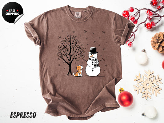 Comfort Colors® Cute Winter Holiday Shirt, Xmas Tree Tee, Snowman Dog Christmas Shirt 2025, Funny Snowman Gift Shirt for Her