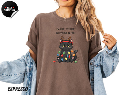 Funny Christmas Cat T-Shirt: Sarcastic Holiday Graphic Tee