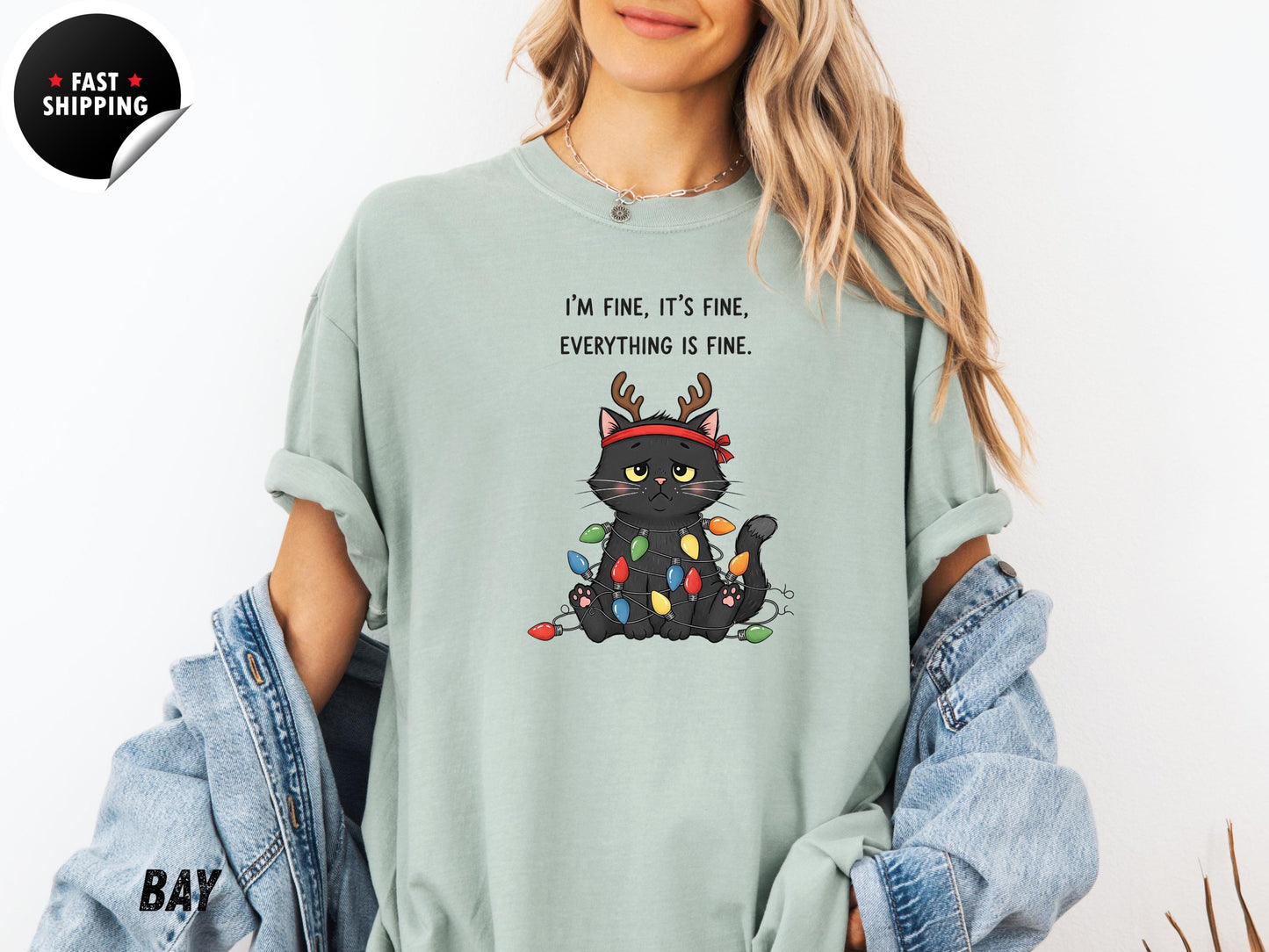 Funny Christmas Cat T-Shirt: Sarcastic Holiday Graphic Tee