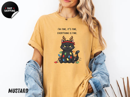 Funny Christmas Cat T-Shirt: Sarcastic Holiday Graphic Tee