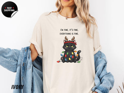 Funny Christmas Cat T-Shirt: Sarcastic Holiday Graphic Tee