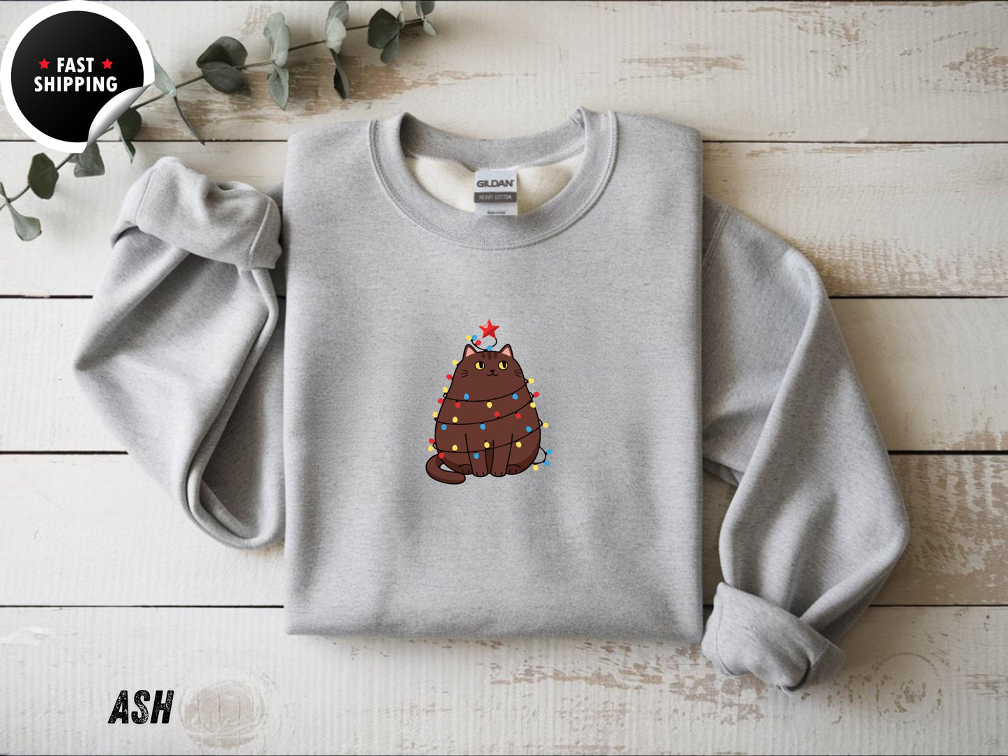 Comfort Colors® Cute Cat Christmas Sweatshirt, Cat Mom Holiday Hoodie, Funny Christmas Cat Sweater, Cat Lover Christmas Gift