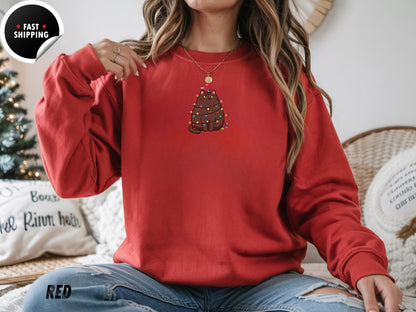 Comfort Colors® Cute Cat Christmas Sweatshirt, Cat Mom Holiday Hoodie, Funny Christmas Cat Sweater, Cat Lover Christmas Gift