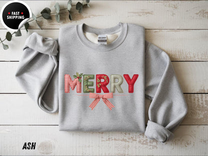 Merry Christmas Sweatshirt: Soft Cotton Blend Holiday Party Sweater