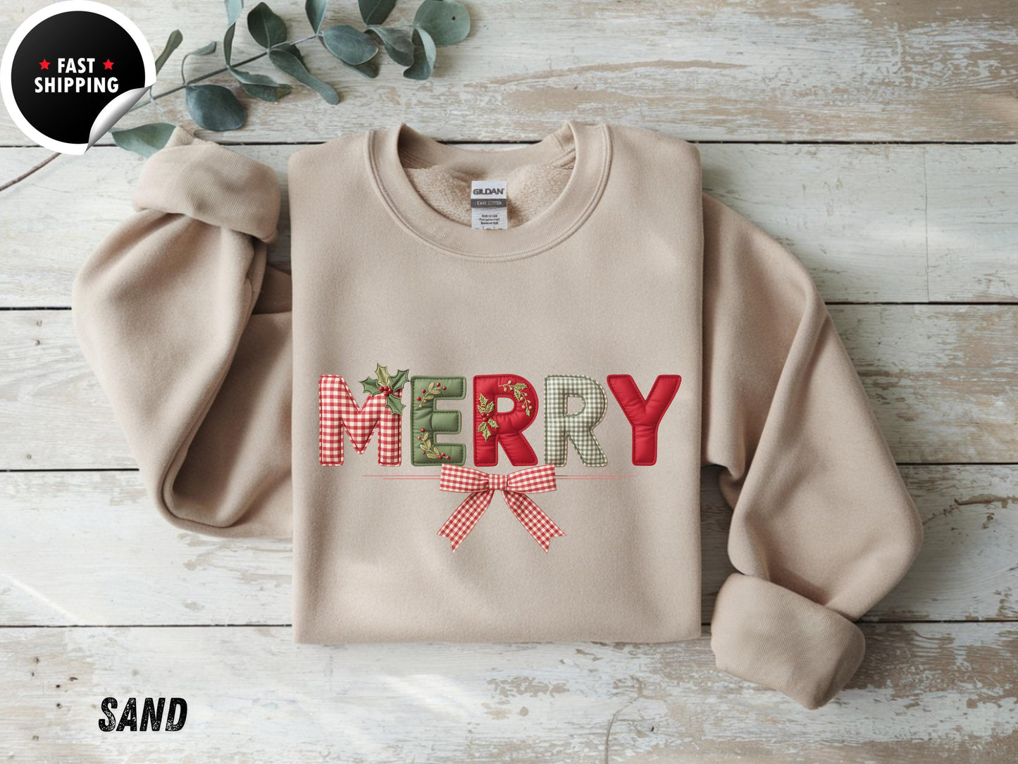 Merry Christmas Sweatshirt: Soft Cotton Blend Holiday Party Sweater