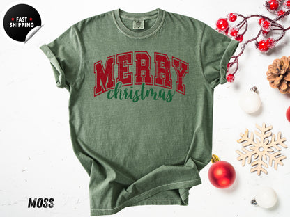 Comfort Colors Retro Christmas Shirt: Oversized Holiday Tee