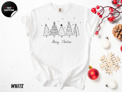 Minimalist Christmas Tree Shirt: Retro Holiday Tee - Comfort Colors