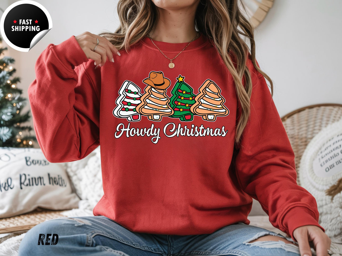 Howdy Christmas Sweatshirt, Western Cowboy Christmas Sweater, Cute Holiday Cowgirl Pullover, Country Christmas Outfit