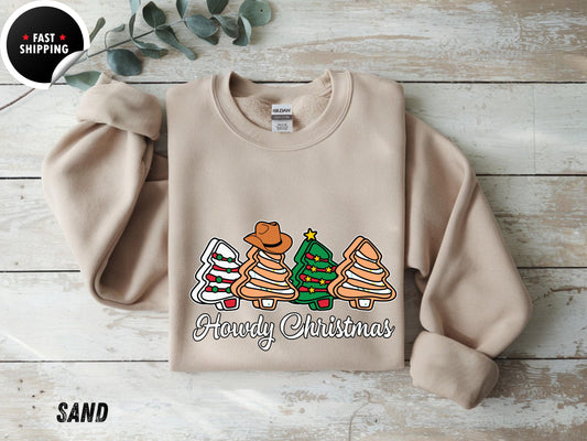 Howdy Christmas Sweatshirt, Western Cowboy Christmas Sweater, Cute Holiday Cowgirl Pullover, Country Christmas Outfit