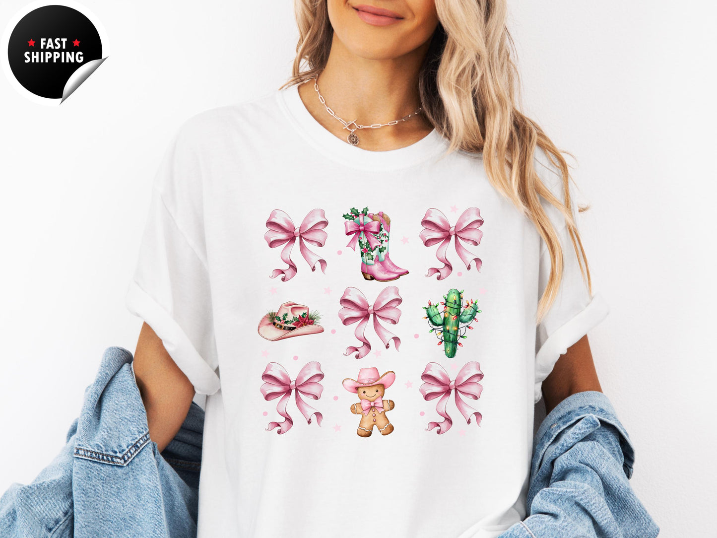 Pink Cowboy Boots Christmas Shirt: Western Holiday Tee